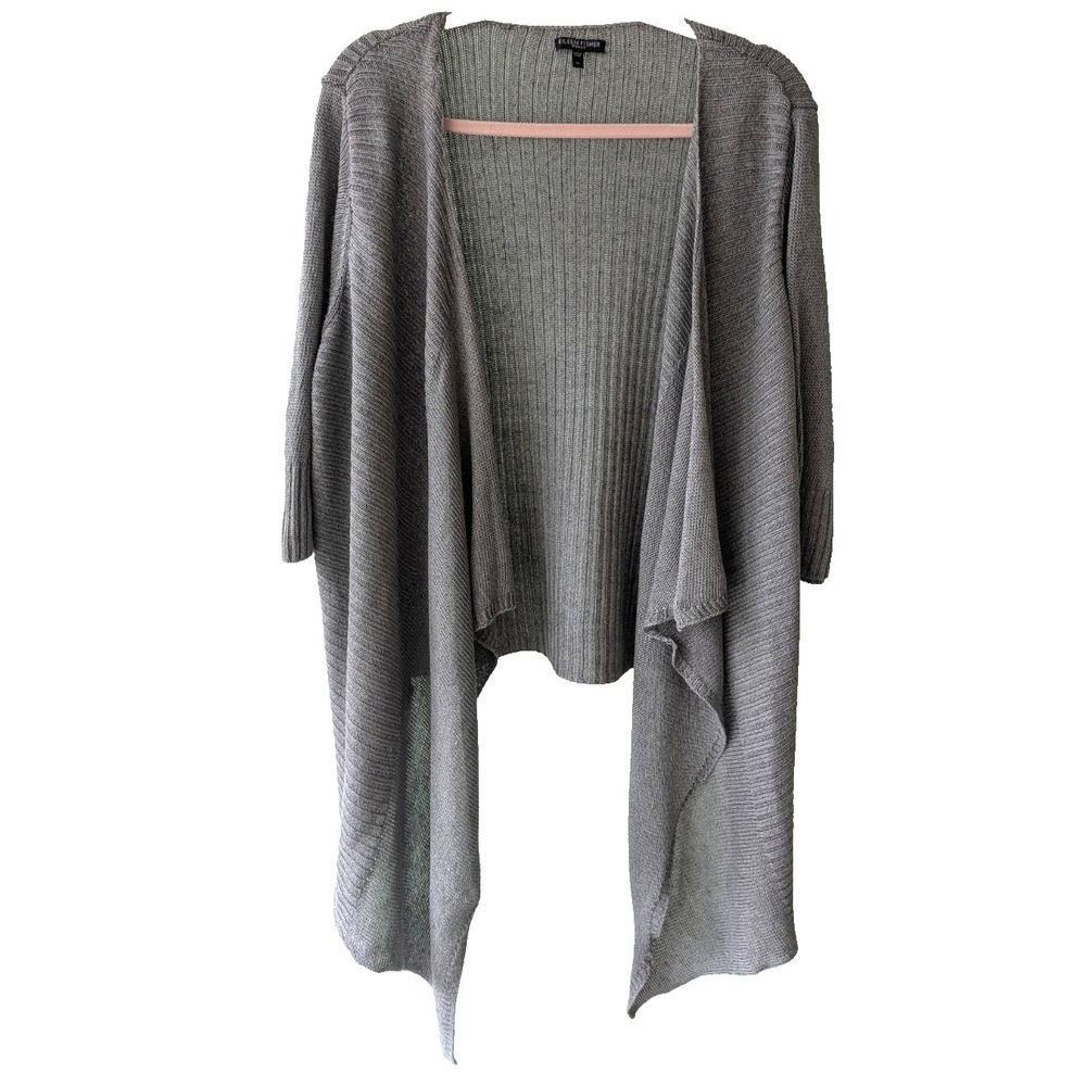 Eileen Fisher Cozy Waterfall Cardigan Sweater - Grey Gray‎ Silk Linen - 1X